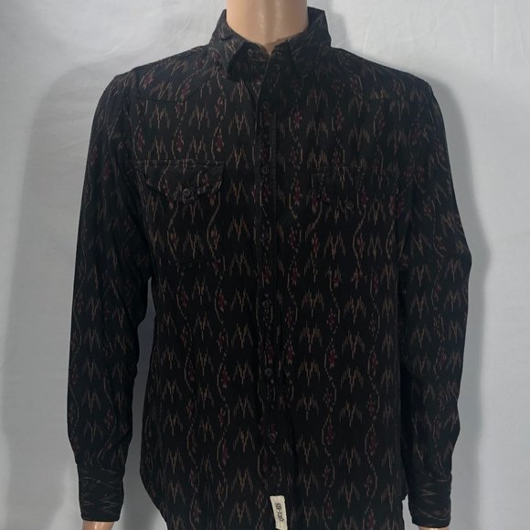 Schott Bros. Brothers NYC western cut black brown rust aztec pattern shirt L - Picture 1 of 9